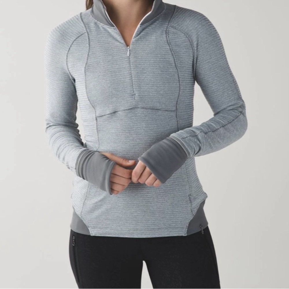 Lululemon Runderful 1/2 Zip Mini Check Pique  Heathered